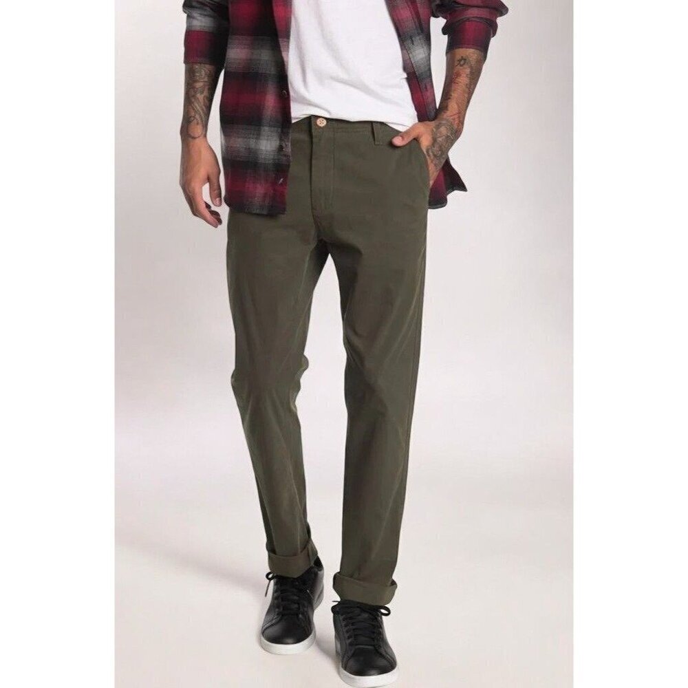 Tailor Vintage Airotec Performance Olive Slim Straight Chino Pants NEW 30 X 32